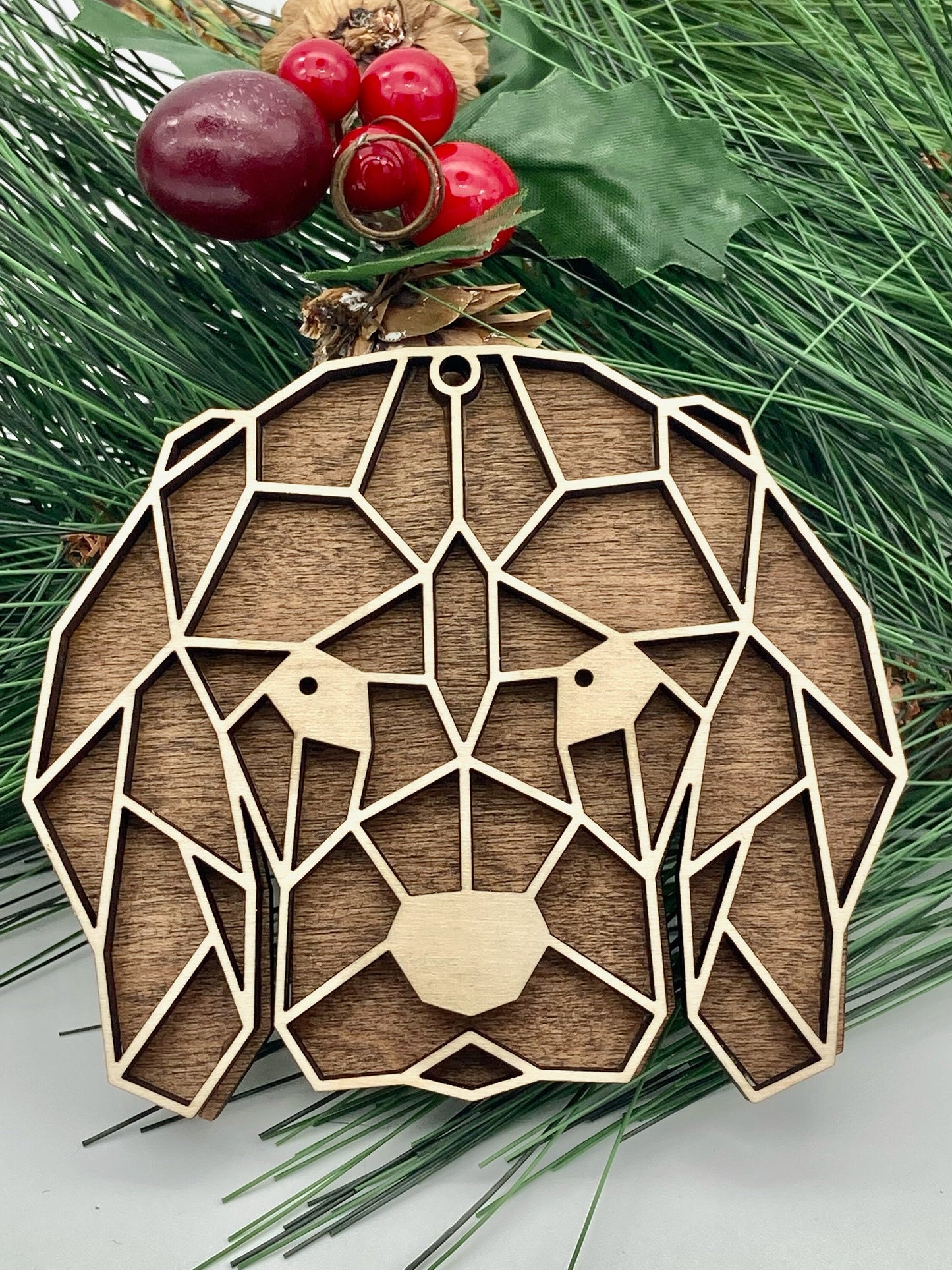 Dog Animal Wooden Christmas Ornament