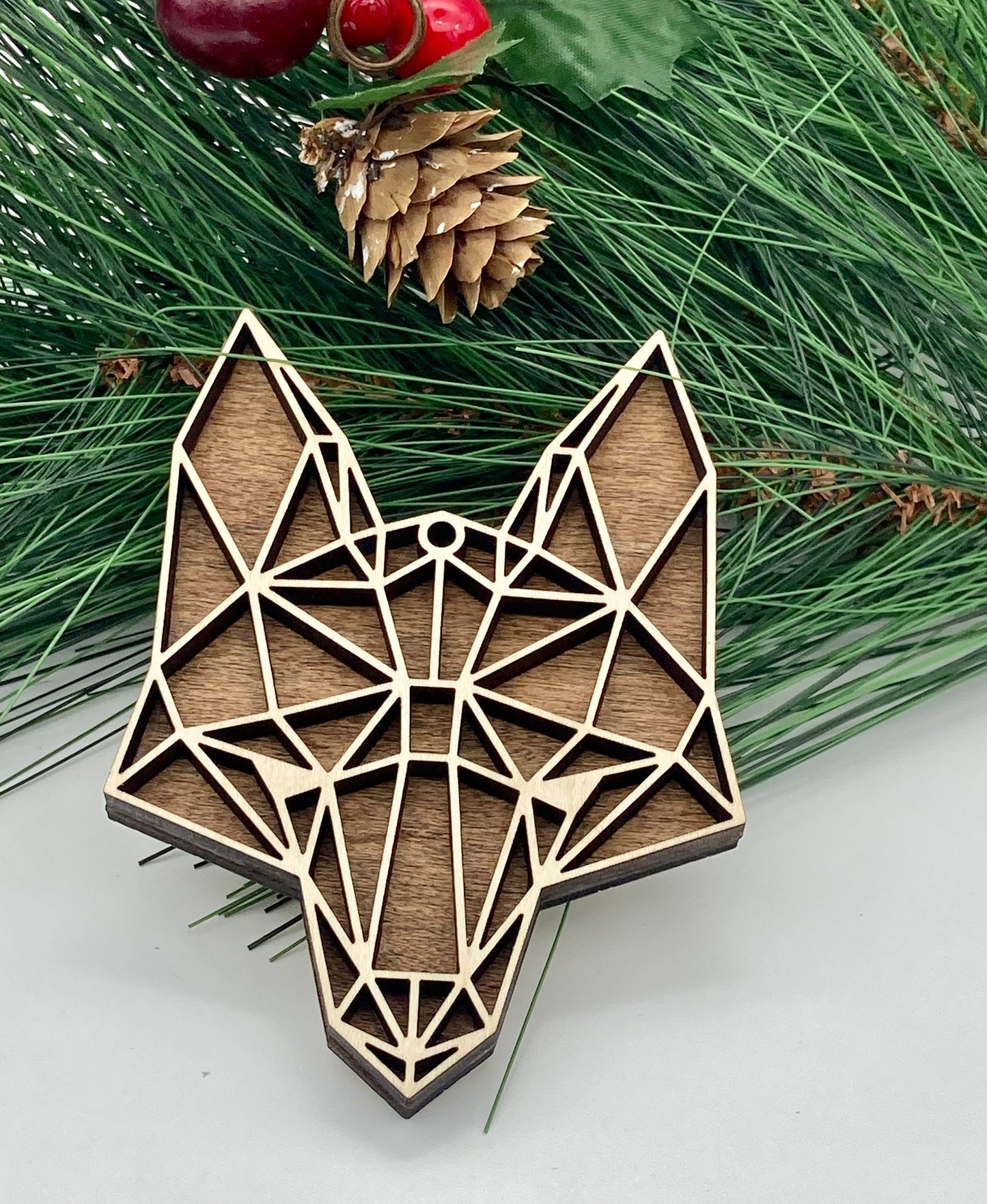 Fox Animal Wooden Christmas Ornament