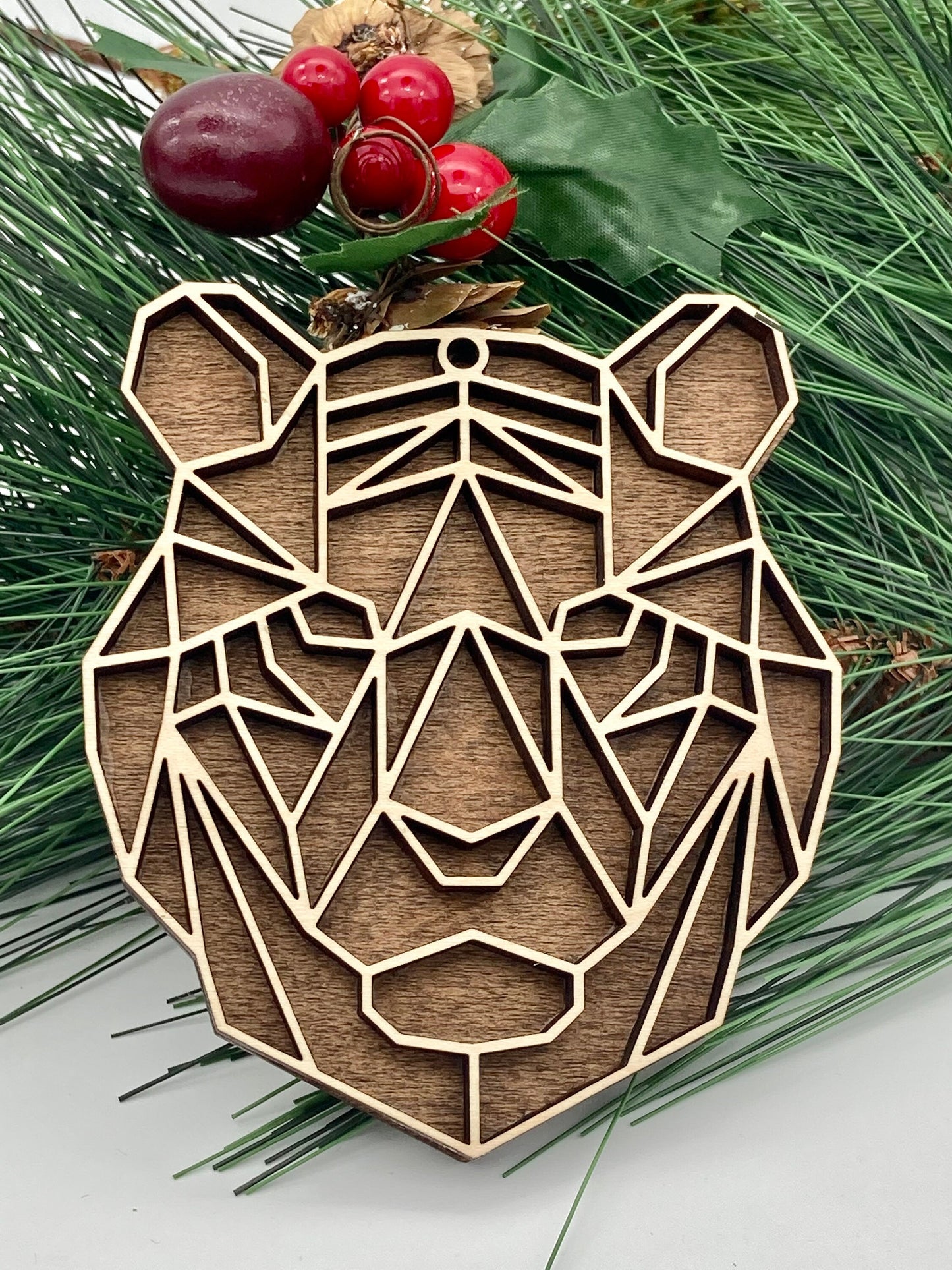 Tiger Animal Wooden Christmas Ornament