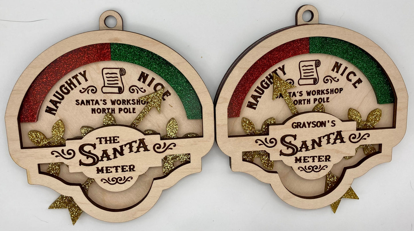 CUSTOMIZABLE Santa Naughty/Nice Functioning Gear Wooden Christmas Ornament