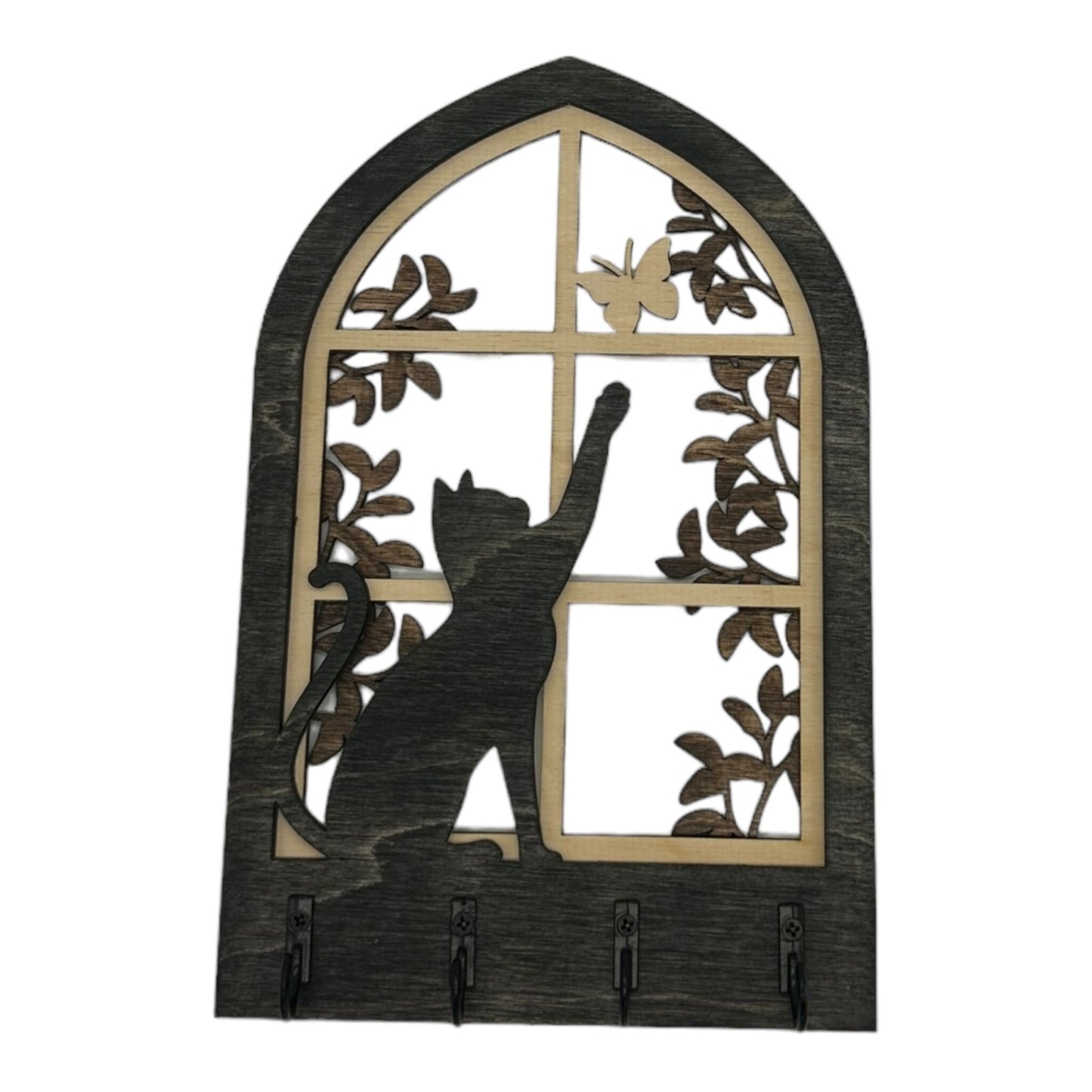 Cat Four Hook Arch Key Hanger/ Organizer