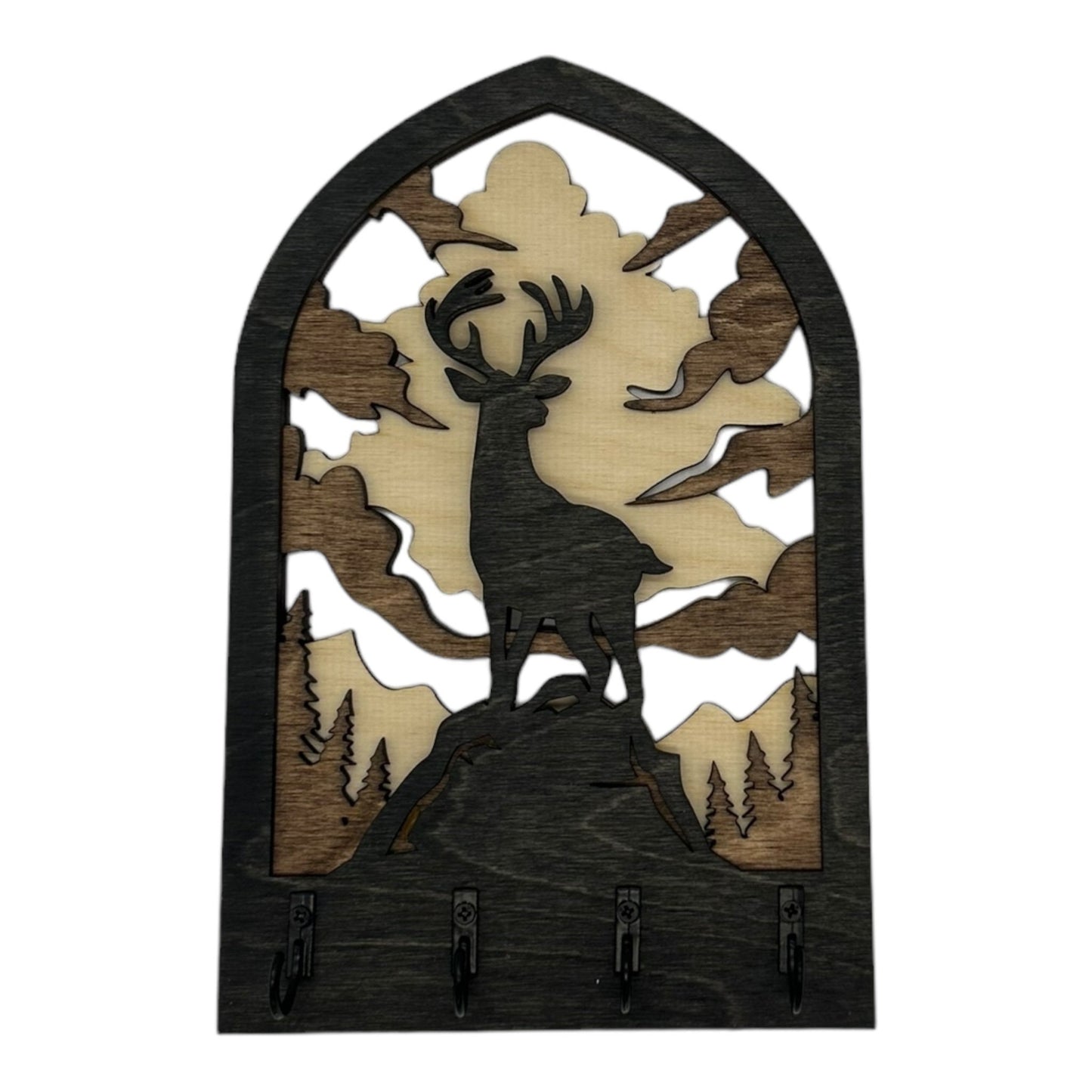 Deer Four Hook Arch Key Hanger/ Organizer
