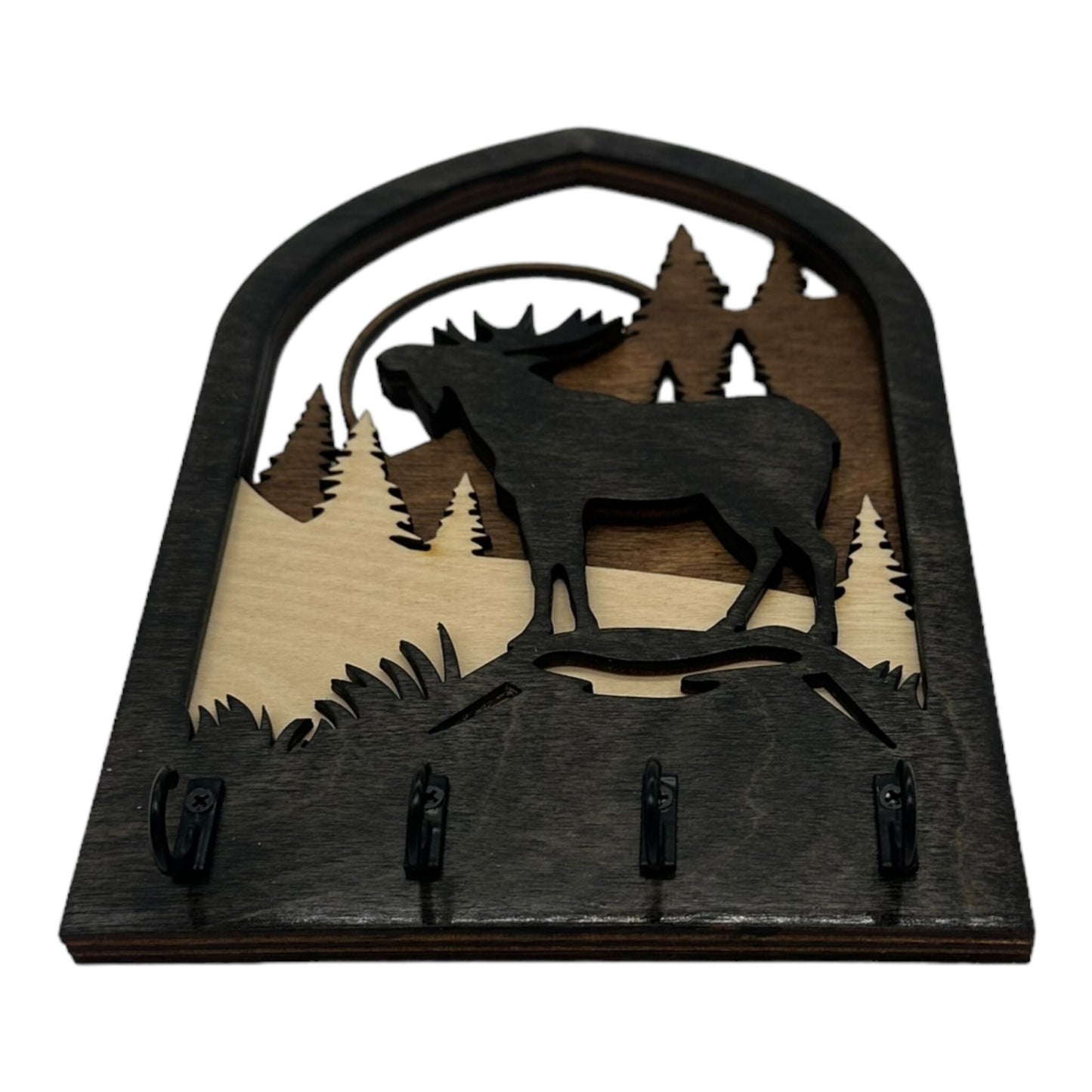 Moose Four Hook Arch Key Hanger/ Organizer