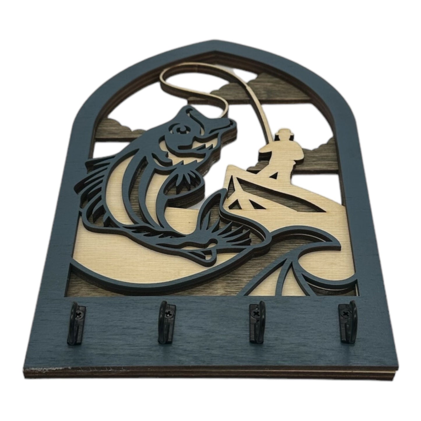 Fishing Four Hook Arch Key Hanger/ Organizer