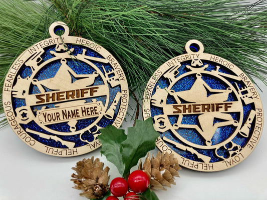Sheriff First Responder Christmas Ornaments Customizable