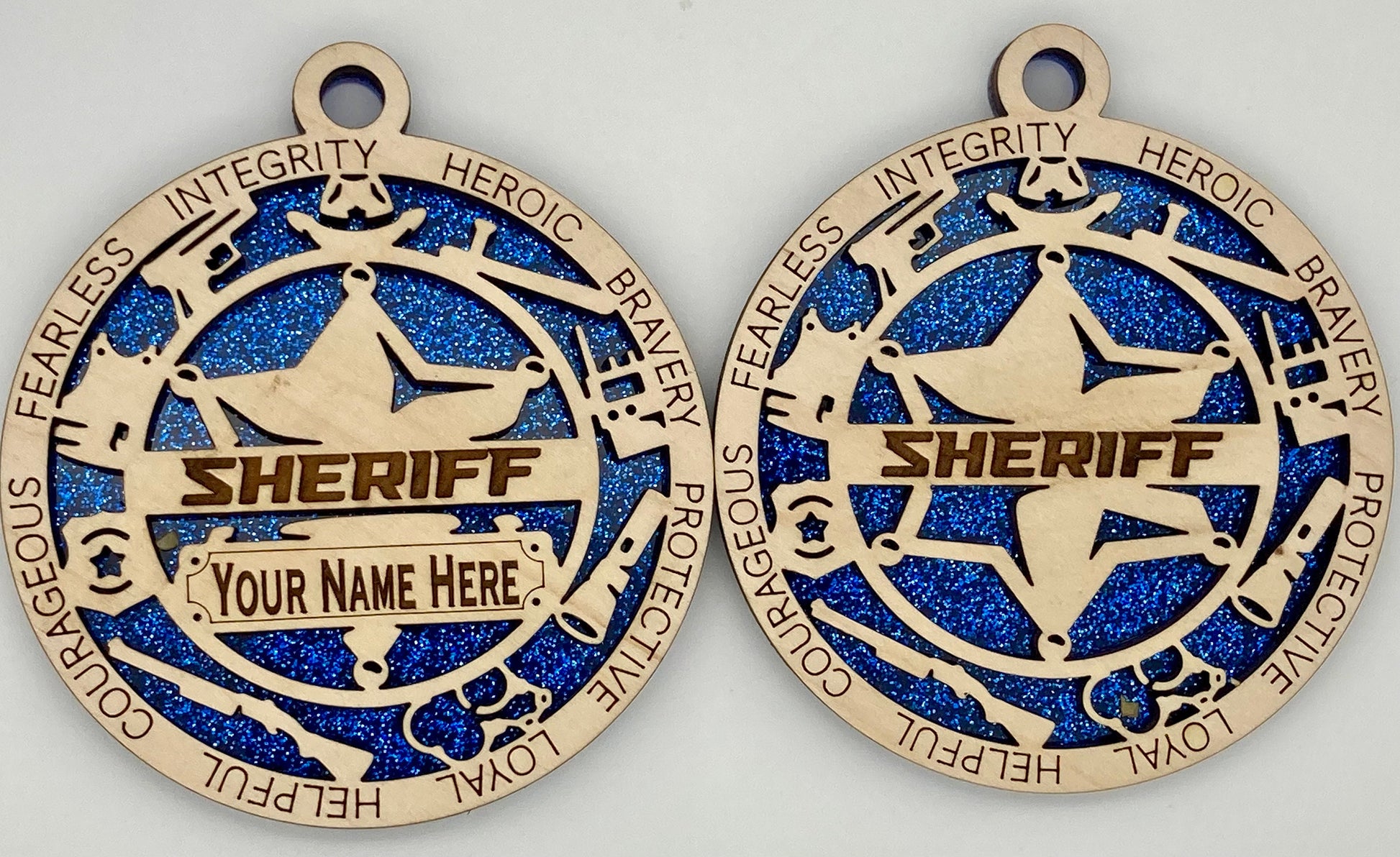 Sheriff First Responder Christmas Ornaments Customizable
