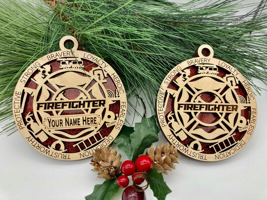CUSTOMIZABLE Firefighter First Responder Christmas Ornaments Customizable