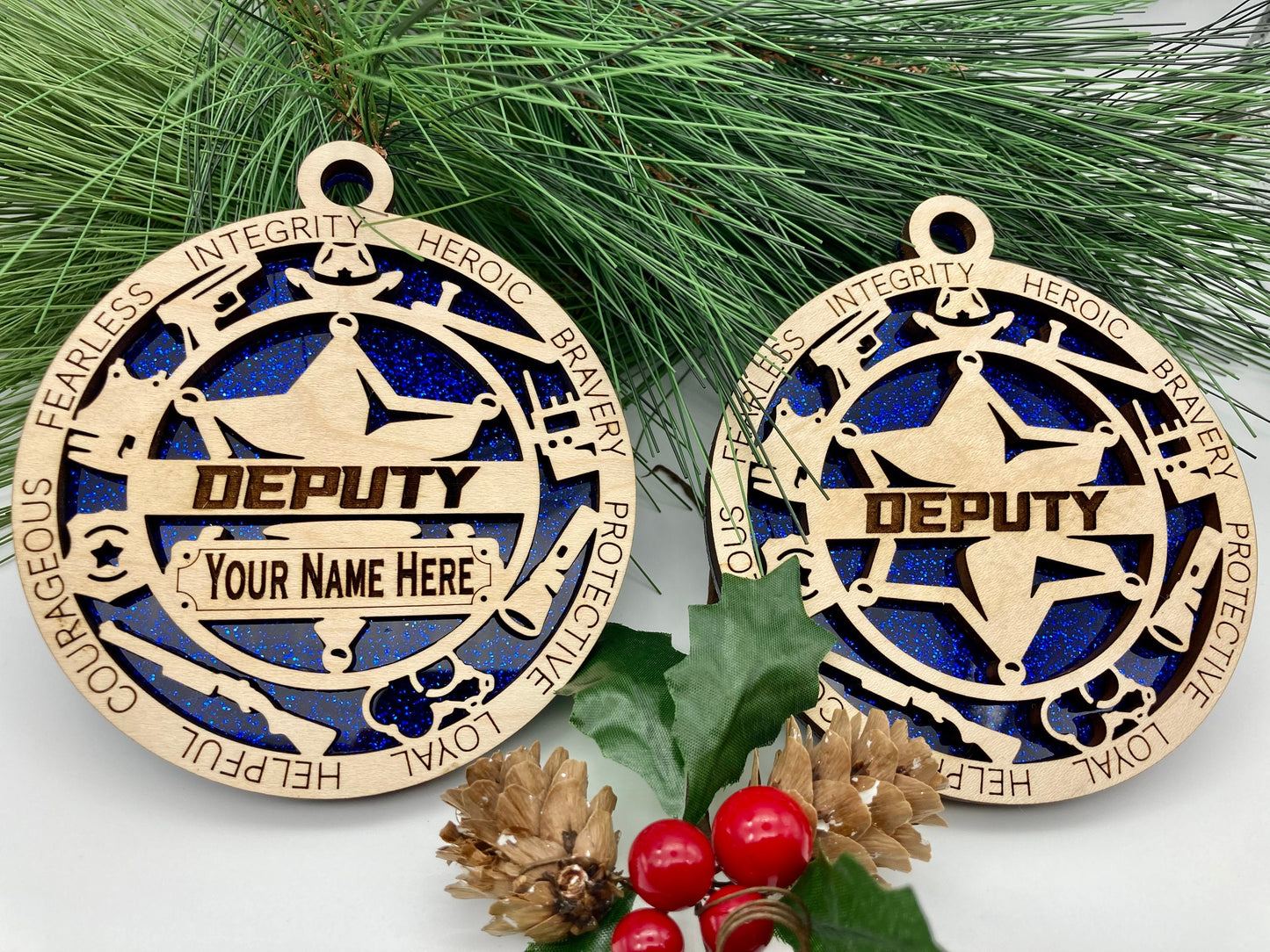 Deputy First Responder Christmas Ornaments Customizable