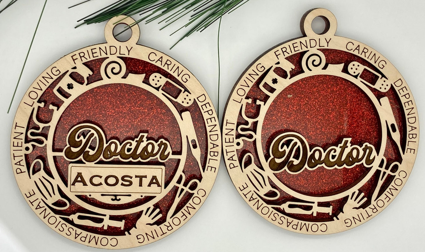 CUSTOMIZABLE Doctor Health Care Christmas Ornament