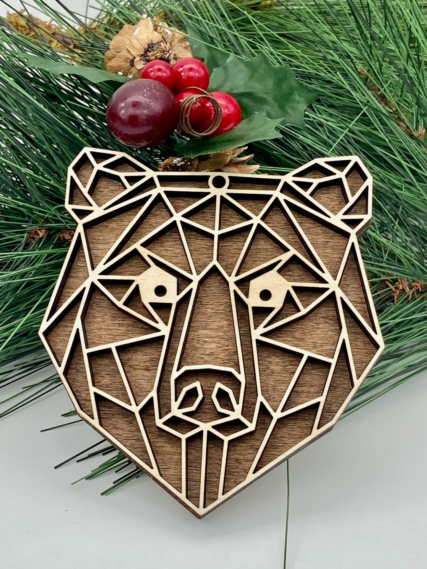 Bear Animal Wooden Christmas Ornament