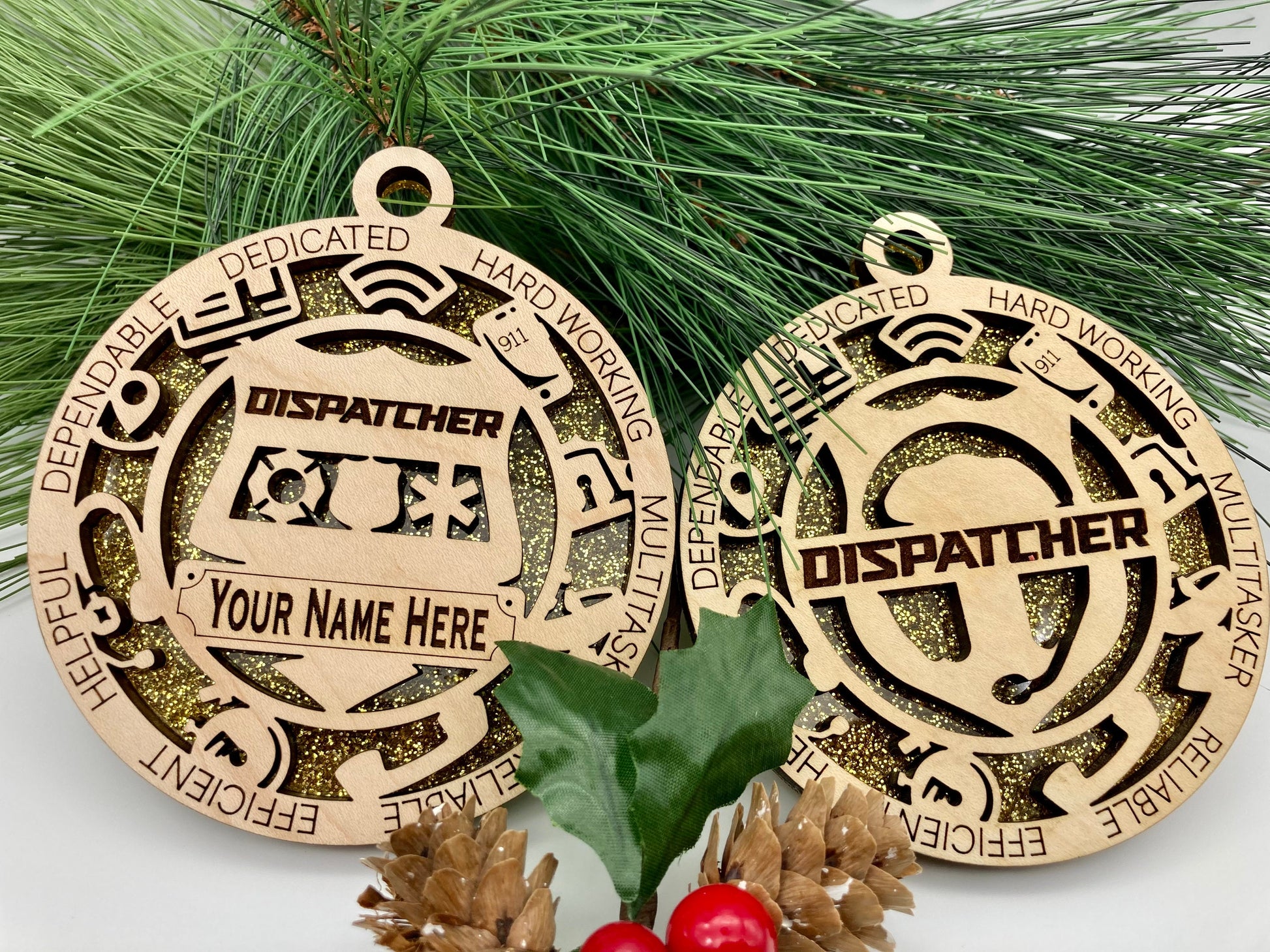 Dispatcher First Responder Christmas Ornaments Customizable
