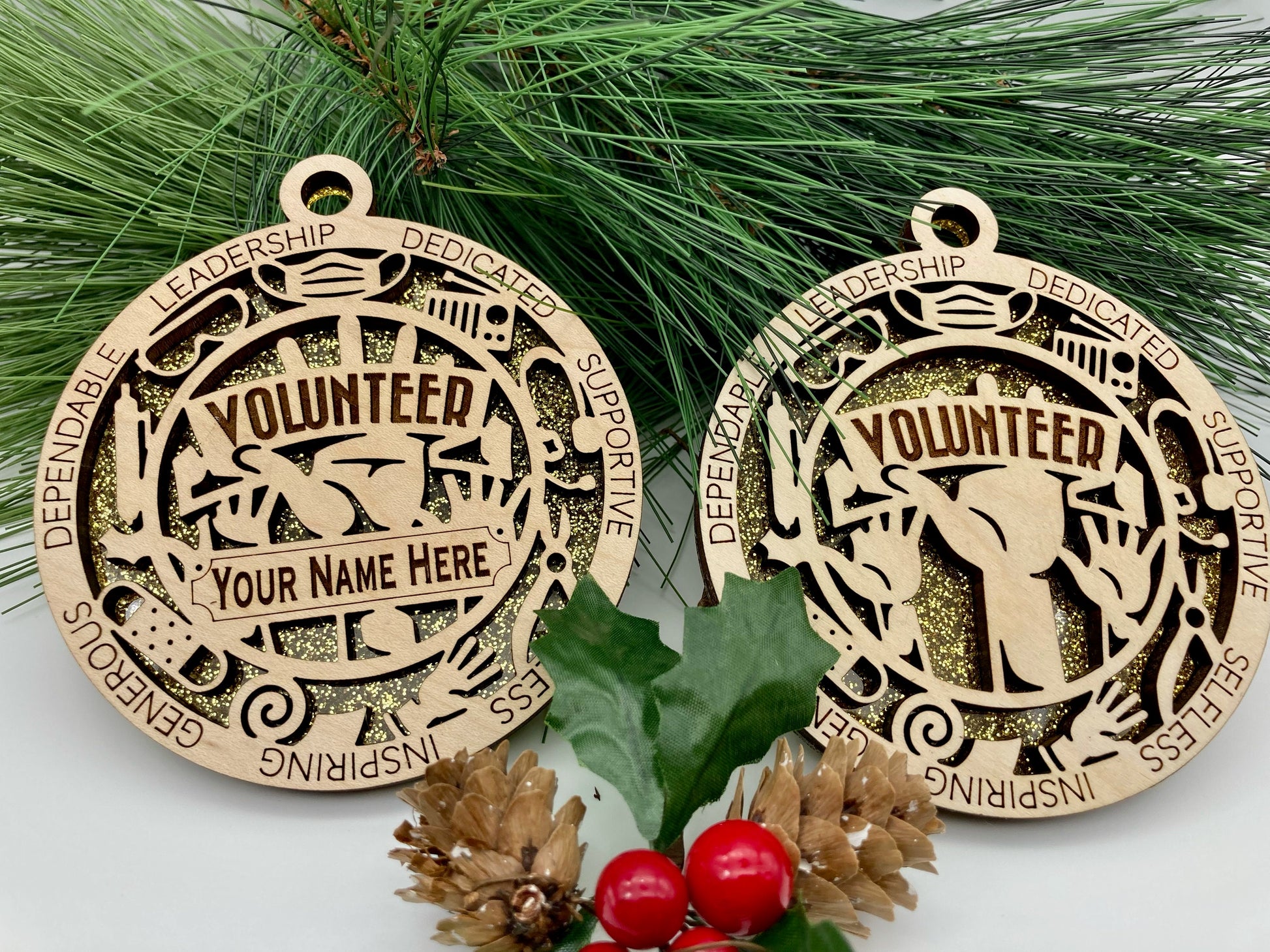 CUSTOMIZABLE Volunteer First Responder Christmas Ornaments Customizable