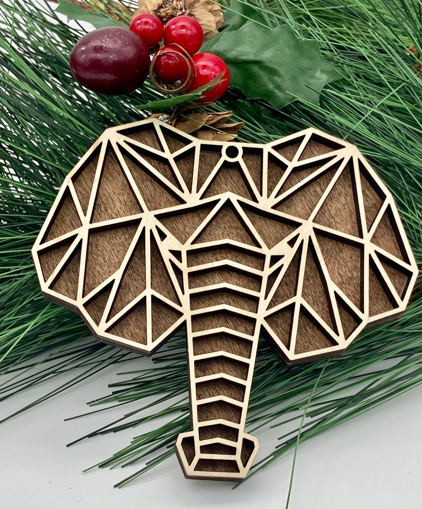 Elephant Animal Wooden Christmas Ornament
