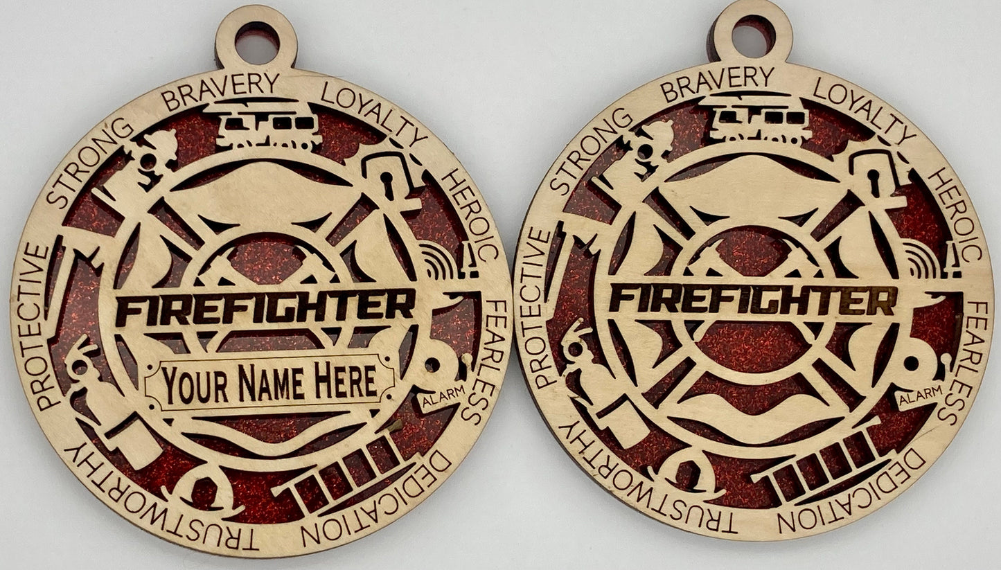 CUSTOMIZABLE Firefighter First Responder Christmas Ornaments Customizable