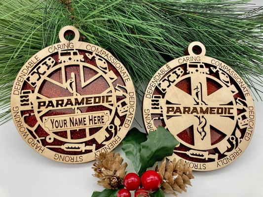 Paramedic First Responder Christmas Ornaments Customizable