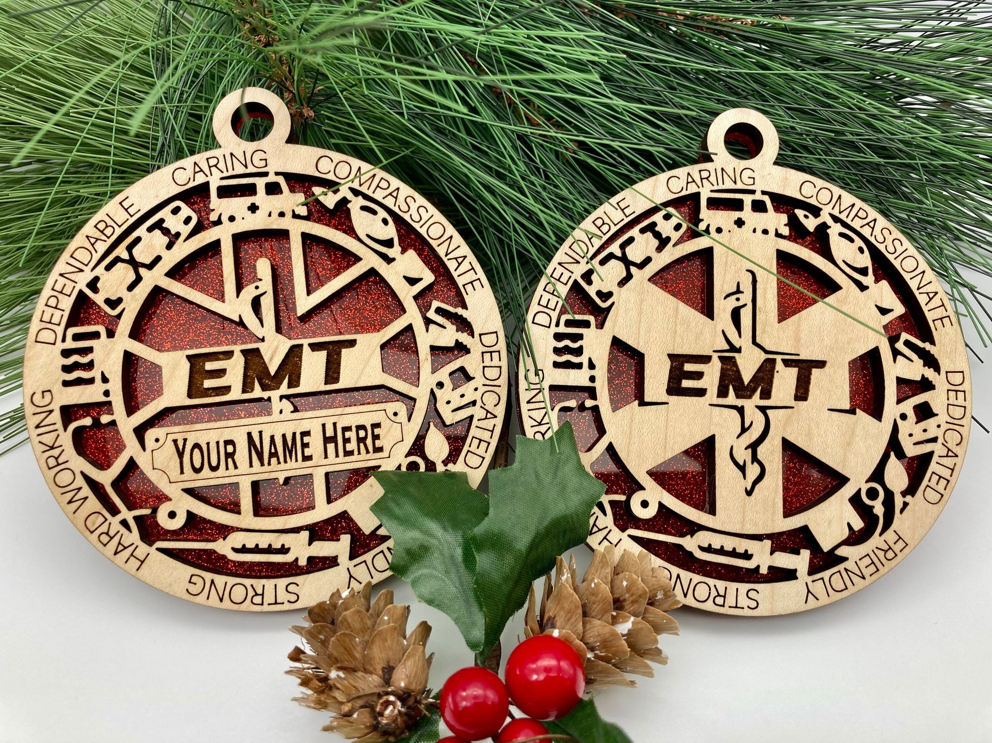 EMT First Responder Christmas Ornaments Customizable