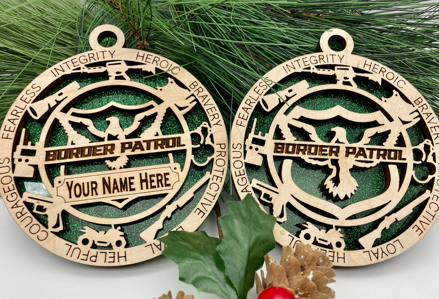 Border Patrol First Responder Christmas Ornaments Customizable
