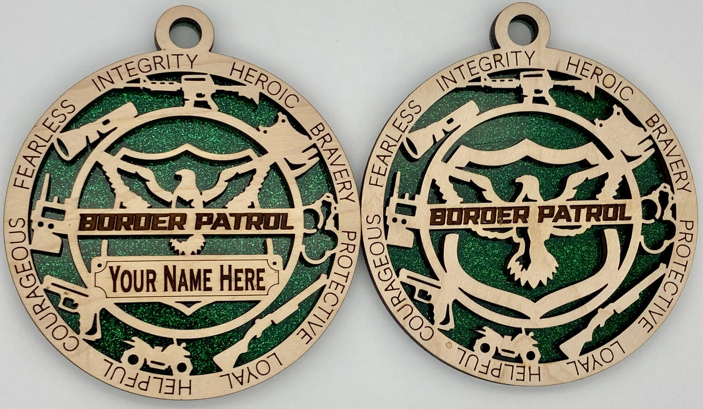 Border Patrol First Responder Christmas Ornaments Customizable