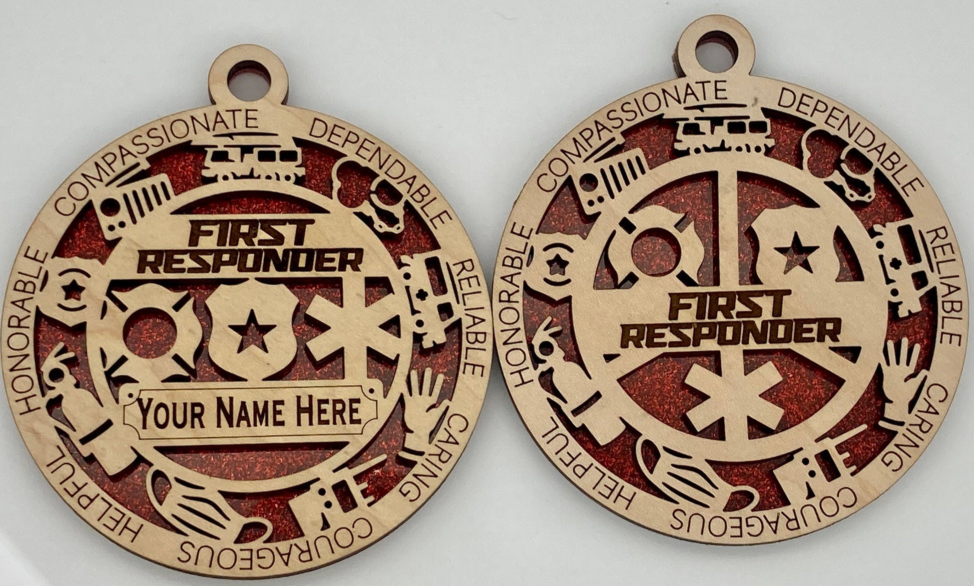 CUSTOMIZABLE First Responder Christmas Ornaments Customizable