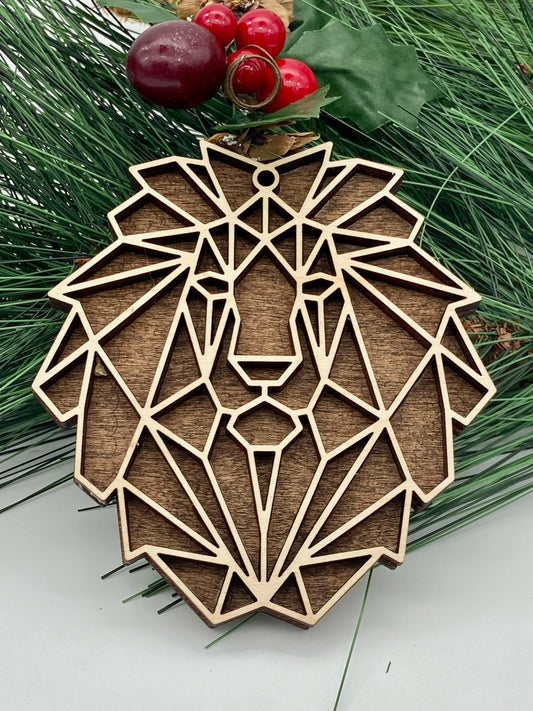 Lion Animal Wooden Christmas Ornament
