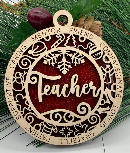 CUSTOMIZABLE Teacher Christmas Ornament