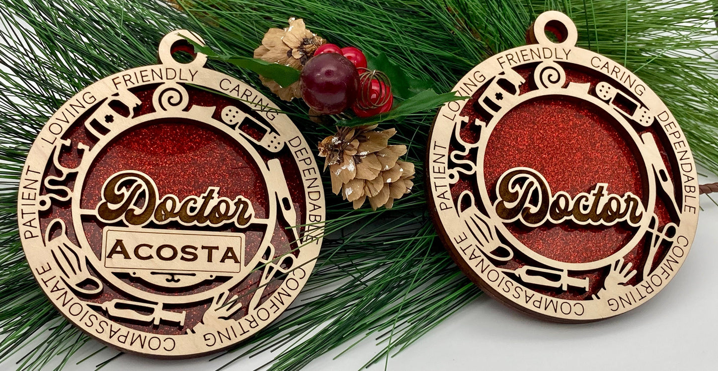 CUSTOMIZABLE Doctor Health Care Christmas Ornament