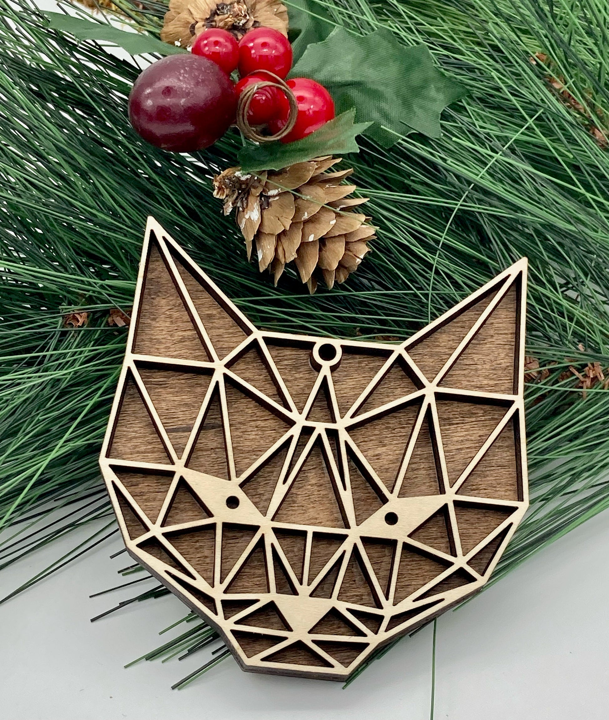 Cat Animal Wooden Christmas Ornament