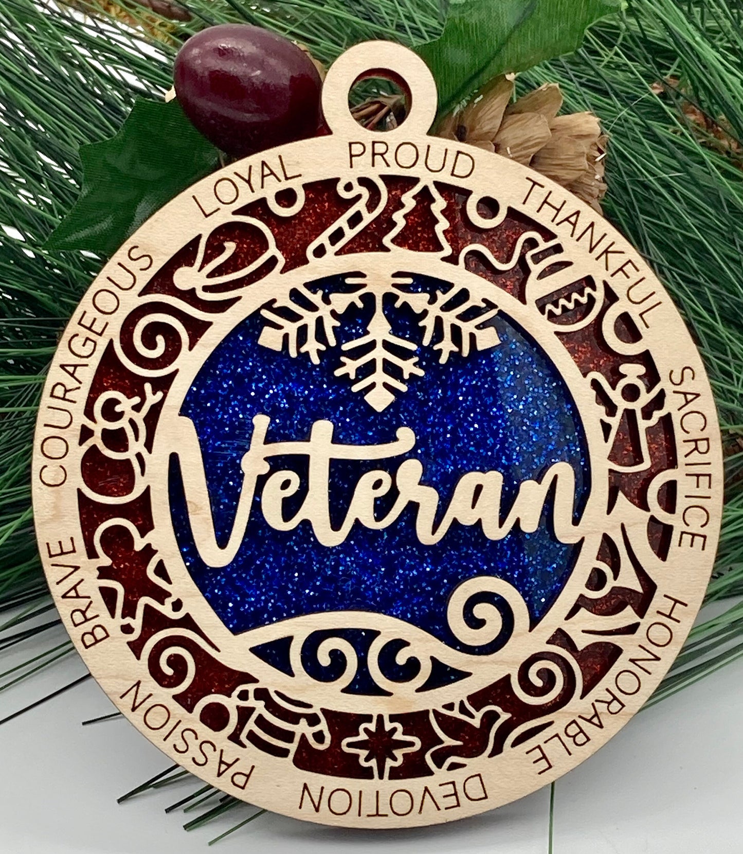 CUSTOMIZABLE Veteran Christmas Ornament Memorial