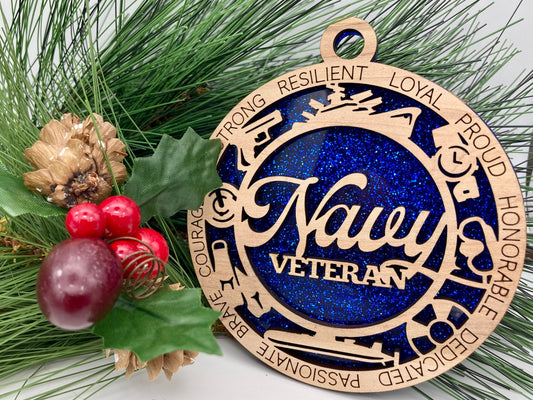 CUSTOMIZABLE United States Navy Veteran Christmas Ornament