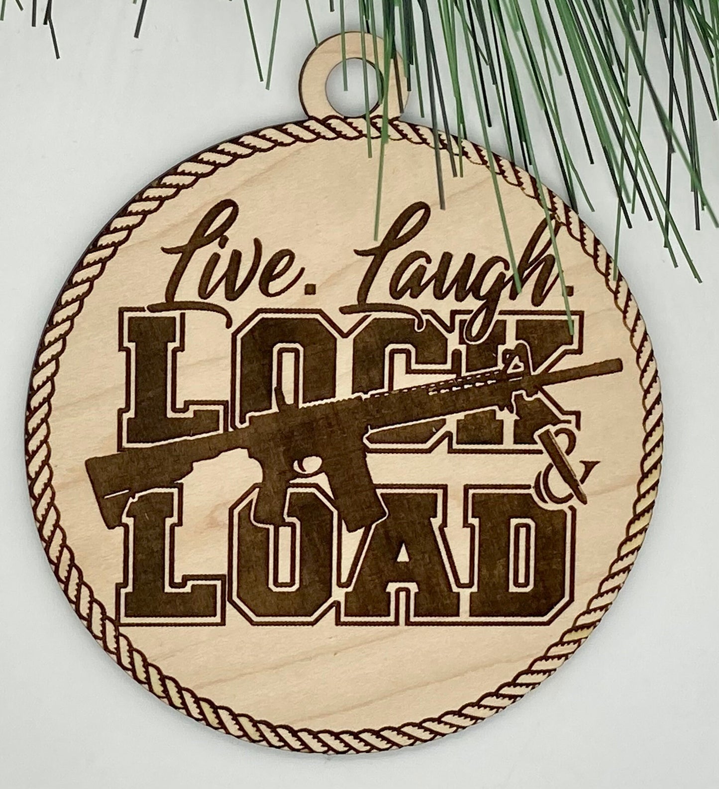 Live, Laugh, Lock & Load Wooden Christmas Ornament