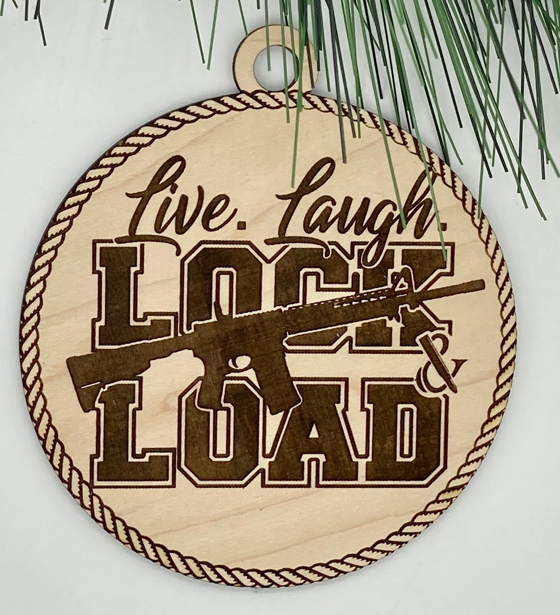 Live, Laugh, Lock & Load Wooden Christmas Ornament