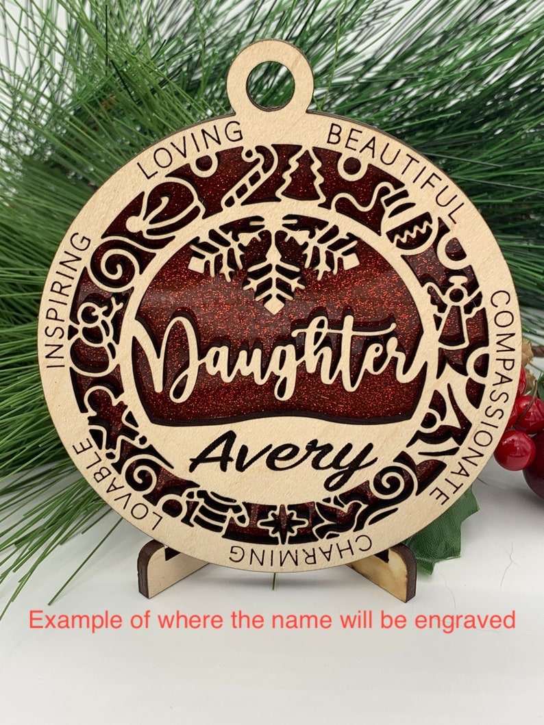 CUSTOMIZABLE Gran Wooden Christmas Ornament