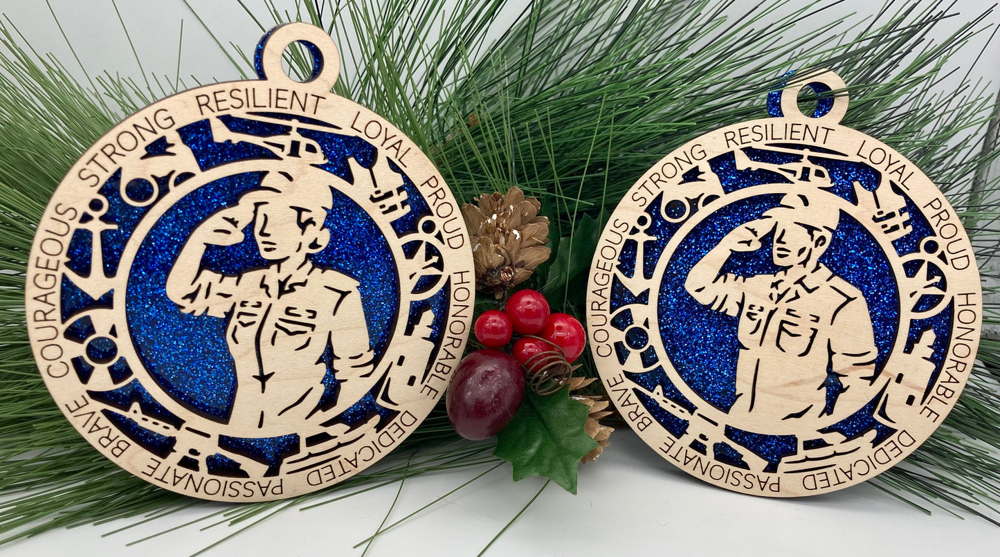 CUSTOMIZABLE United States Coast Guard Field Uniform Christmas Ornament