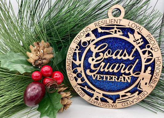 CUSTOMIZABLE United States Coast Guard Veteran Christmas Ornament