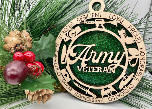 CUSTOMIZABLE United States Army Veteran Christmas Ornament
