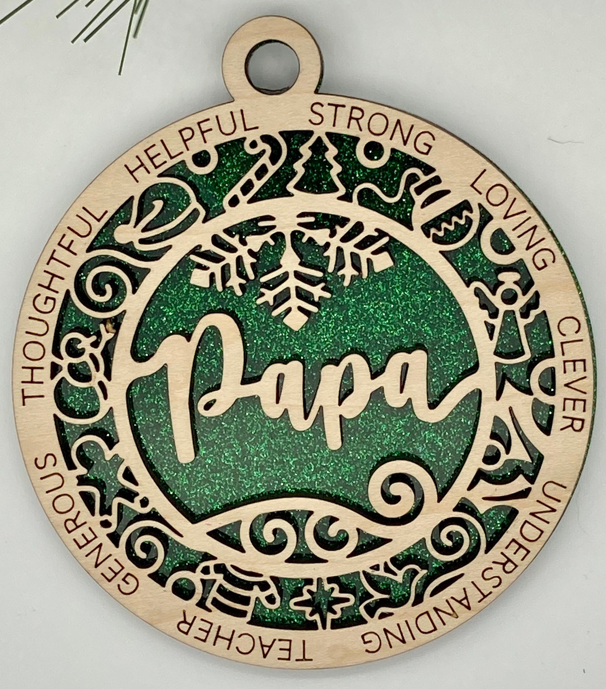 CUSTOMIZABLE Papa Wooden Christmas Ornament