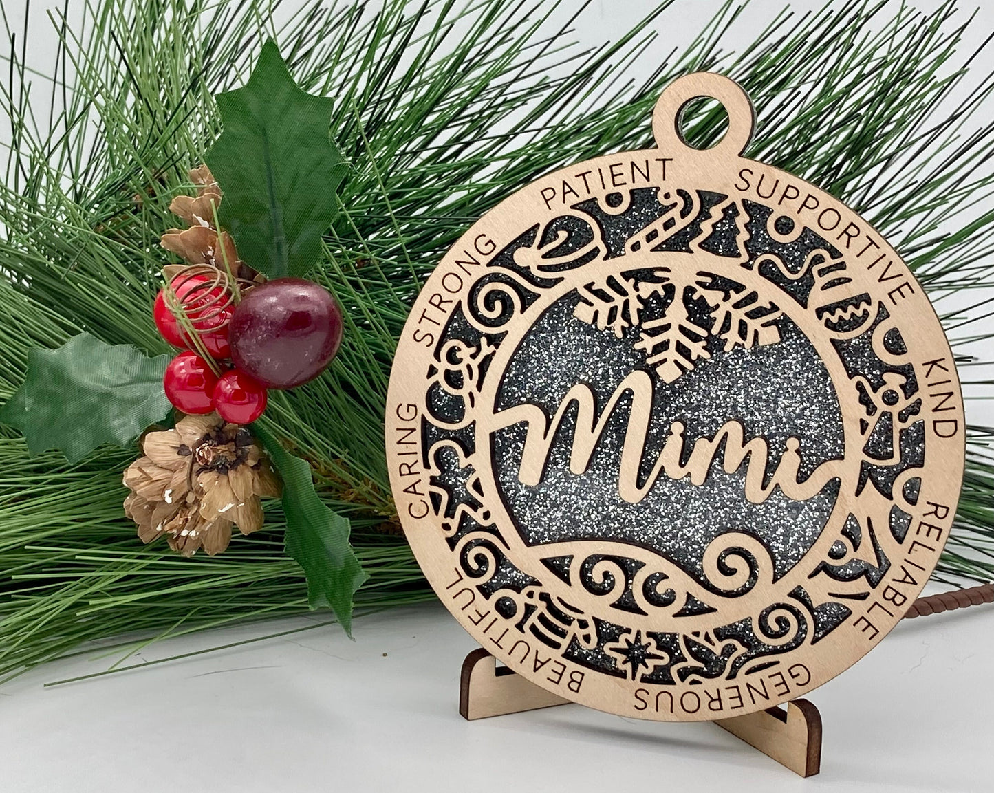 CUSTOMIZABLE Mimi Wooden Christmas Ornament