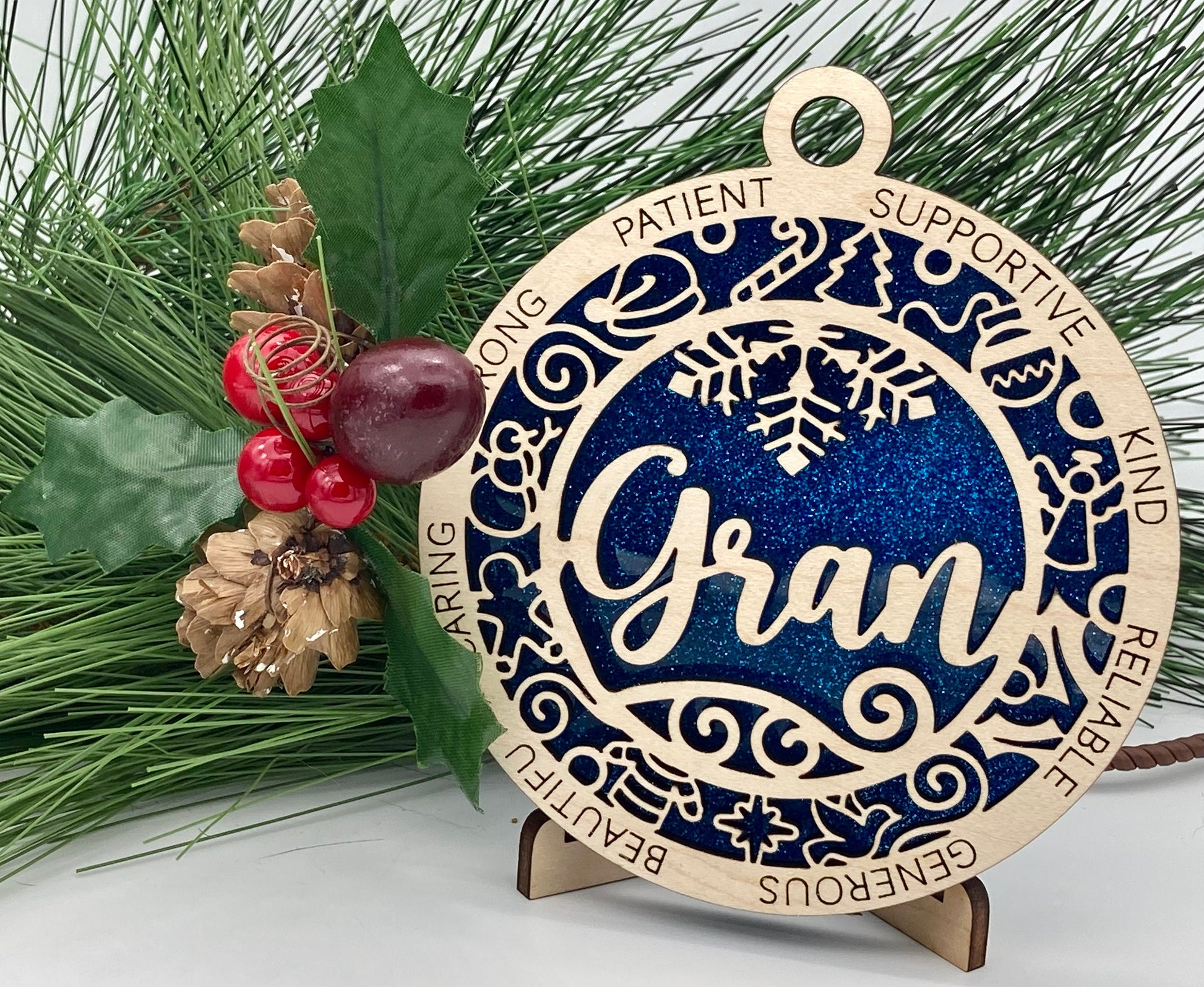 CUSTOMIZABLE Gran Wooden Christmas Ornament