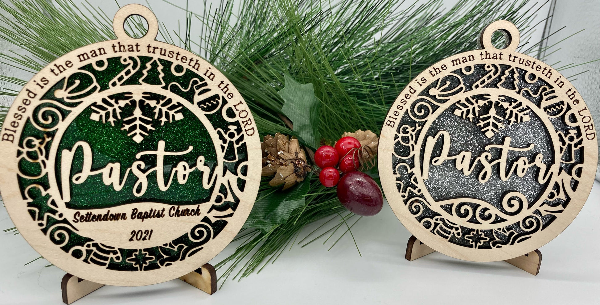 CUSTOMIZABLE Pastor Wooden Christmas Ornament