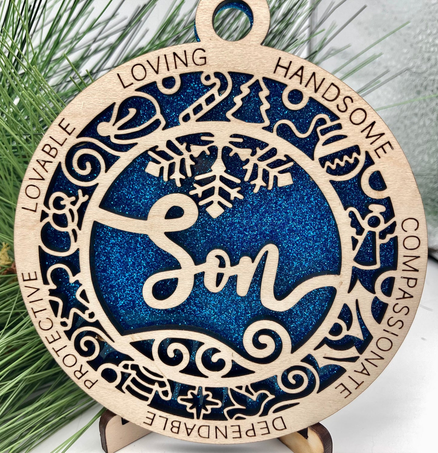 CUSTOMIZABLE Son Wooden Christmas Ornament