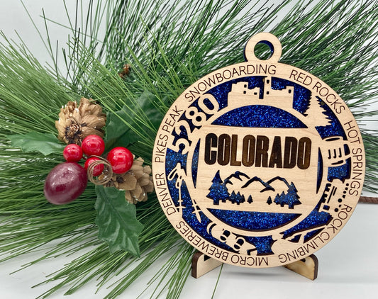 Colorado State Wooden Christmas Ornament