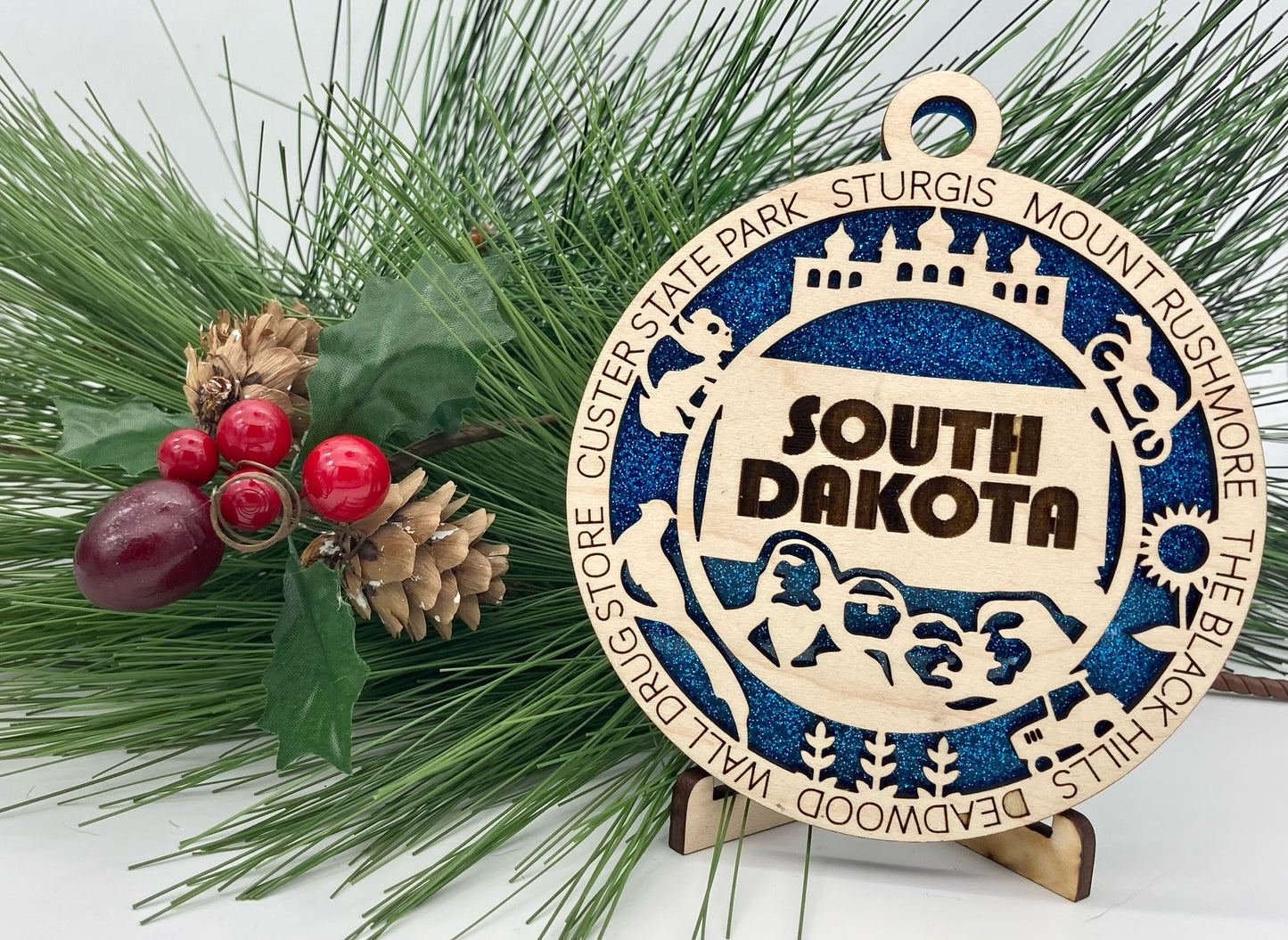 South Dakota State Wooden Ornament