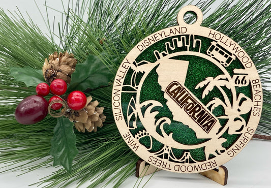 California State Wooden Christmas Ornament