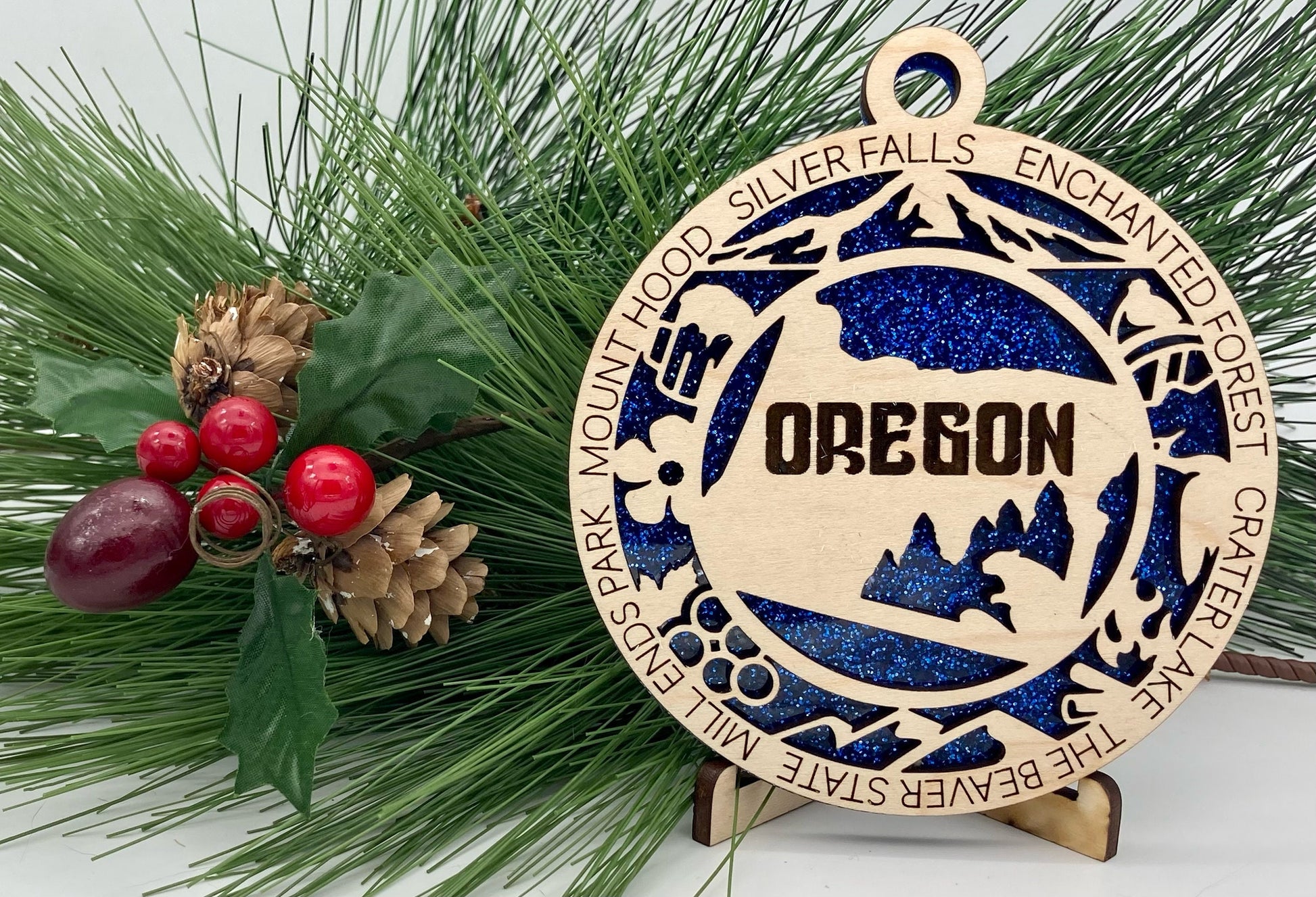 Oregon State Wooden Christmas Ornament