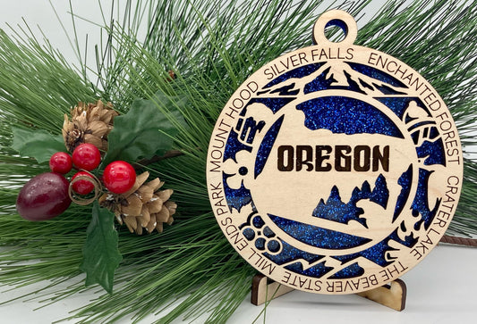 Oregon State Wooden Christmas Ornament
