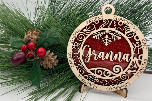 CUSTOMIZABLE Granna Wooden Christmas Ornament