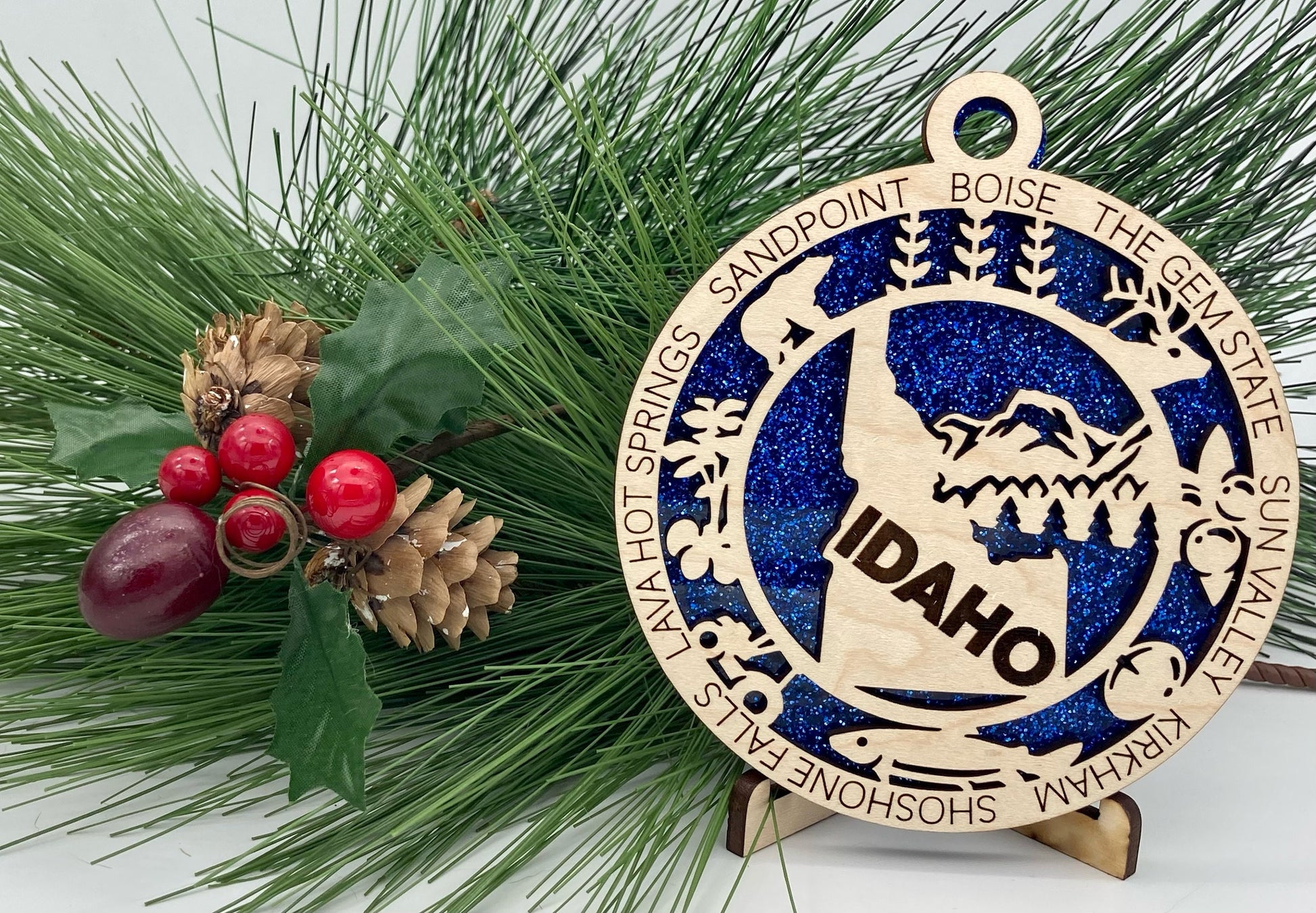 Idaho State Wooden Christmas Ornament