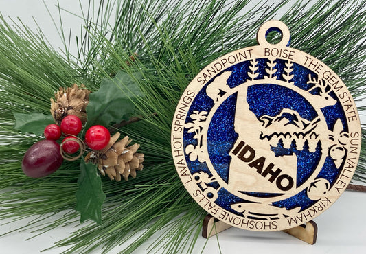Idaho State Wooden Christmas Ornament