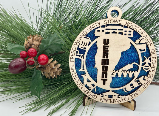 Vermont State Wooden Christmas Ornament