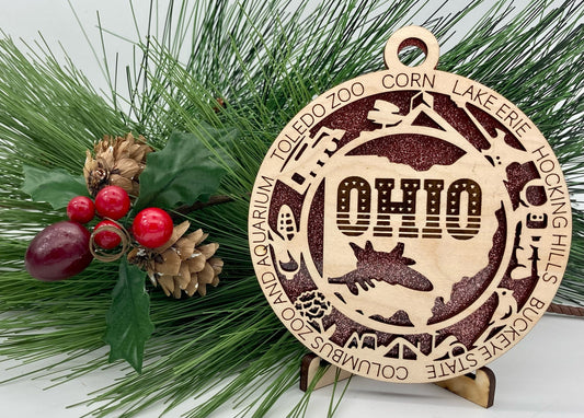 Ohio State Wooden Christmas Ornament